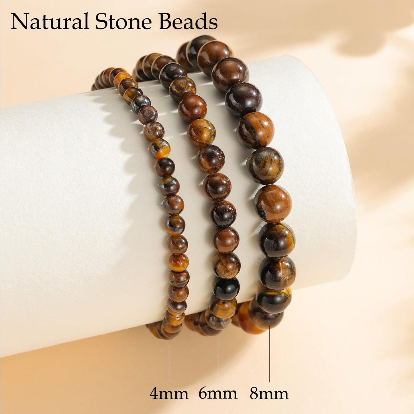 Udolfly Womens Crystal Beaded Bracelets for Women Men Protective Energy Bracelet Natural Gemstone Bead Bracelet 8mm Tiger Eye
