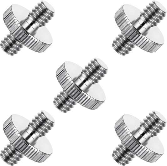 Alrhso 1/4" 1/4" 5 Pack Male to Male Camera Threaded Tripod Screw Adapter Double Head Stud Standard Tripod Adapter