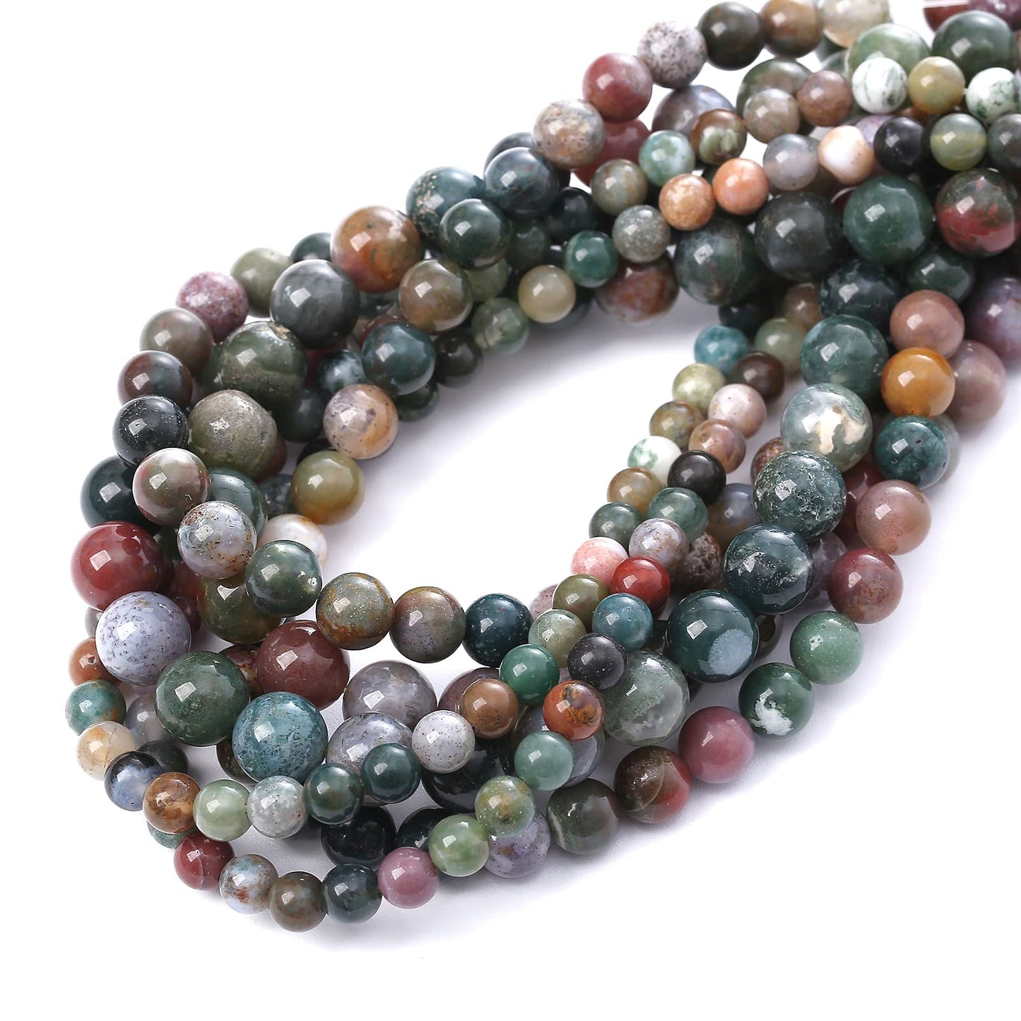 36PCS 10MM Natural Colorful Indian Agate Stone Beads Round Loose Beads for welry Making DIY Bracelet Necklace Accessory 15"