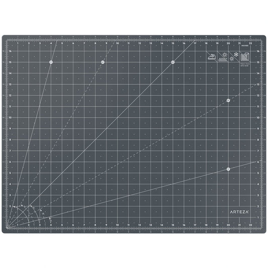 ARTEZA Self Healing Cutting Mat, 18 x 24 Inch Rotary Cutting Mat, Double-Sided 3 mm PVC-Free Craft Mat with Grid Lines and Angle Guides for Sewing, Quilting, Fabric, Paper, Vinyl, and Crafts