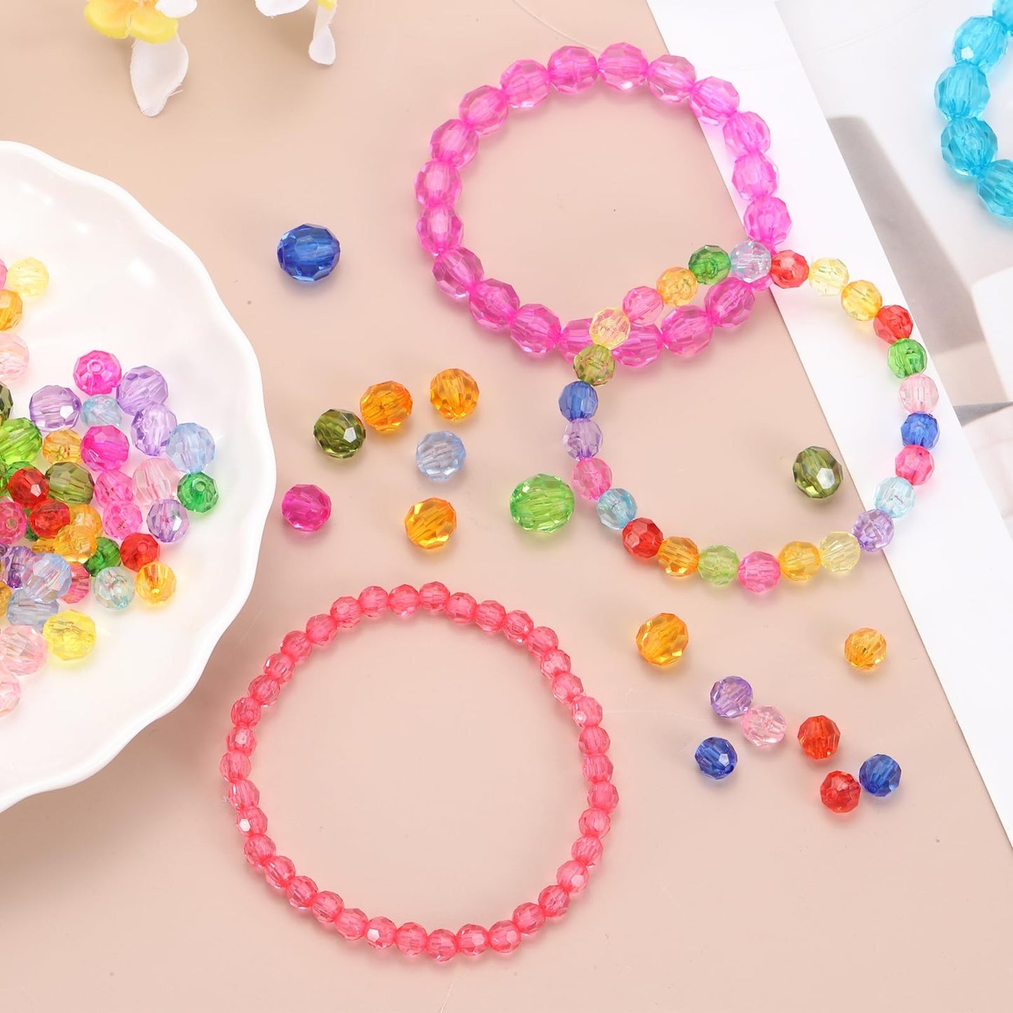 MECCANIXITY 400pcs Czech Faceted Bicone Beads 8mm Glass Spacer Bead Bulk for Jewelry Making & DIY Craft, Blue Purple