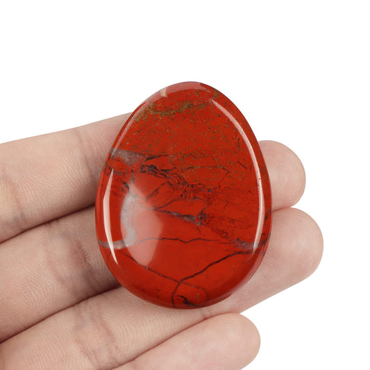 Artistone Red Jasper Crystal Thumb Worry Stone Hand Carved Crystal Pocket Palm Stone for Anxiety Stress Relief, Meditation Reiki, Water Drop Shaped