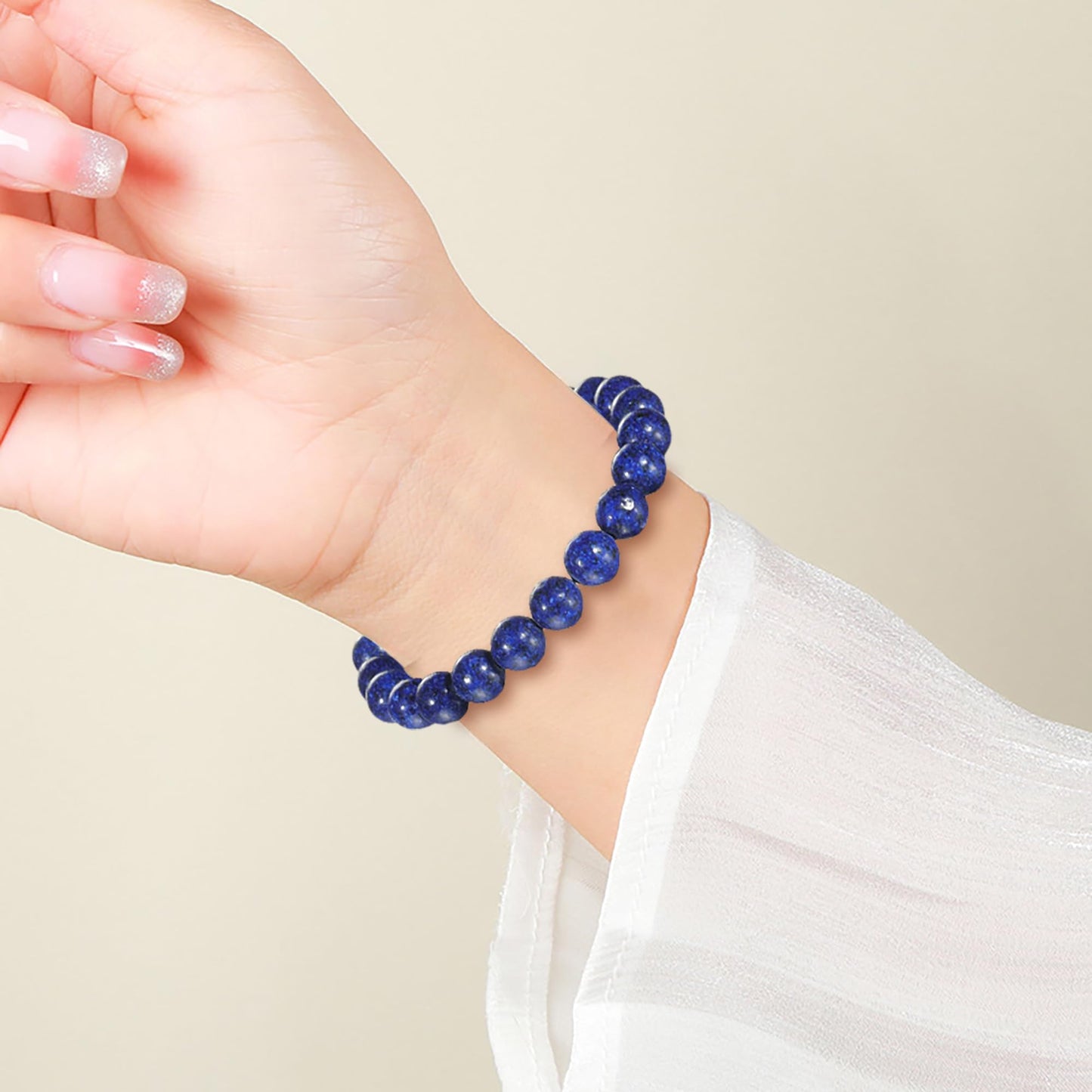 Udolfly Womens Crystal Beaded Bracelets for Women Men Protective Energy Bracelet Natural Gemstone Bead Bracelet 4mm Lapis