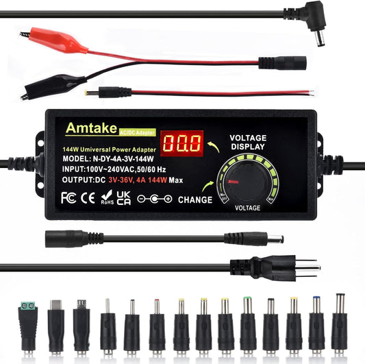 Amtake 4A 144W 3V~36V 3V 5V 12V 24V 30V 36V 14 Adjustable Universal Power Supply Adapter Adjustable Variable Switching