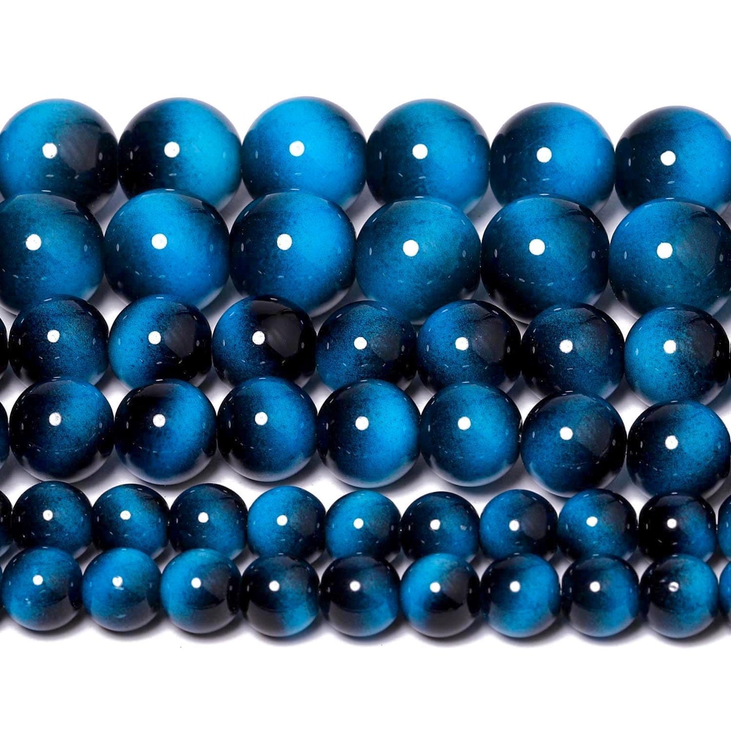 Song Xi 60PCS 6mm Blue Tiger Eye Gemstone Beads for Jewelry Making, Round Smooth Glass Beads for DIY Bracelet Necklace Earring Keychain, Arts and Crafts, for Christmas Wedding Birthday