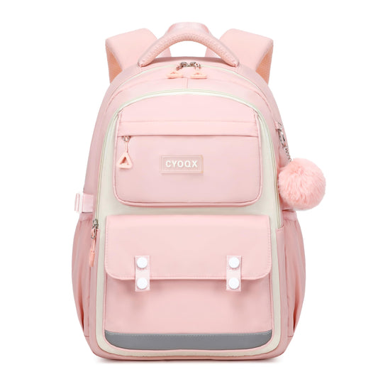 CYOQX School Backpack for Girls Cute Backpack Elementary Middle School High School Teenage Girls Schoolbag (Pink)