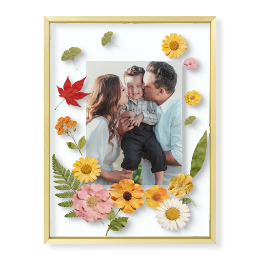 Golden State Art, 12x16 Floating Frame, Gold Aluminum Picture Frame, Clear Glass Display Any Size Photo up to 12 x 16, Home Gallery Wall Decoration, Display Horizontal and Vertical