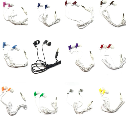 100 Pack MP3 TFD Supplies Wholesale Bulk Earbuds Headphones for iPhone, Android, Player - Mixed Colors