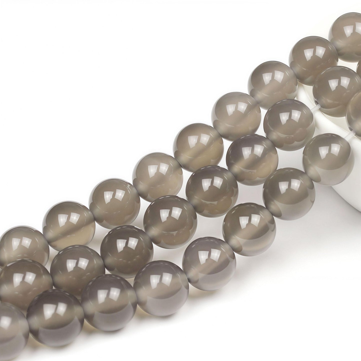 MJDCB 7A Natural Grey Agate Gemstone Round Stone Beads for Jewelry Making DIY Bracelet Necklace (12mm)