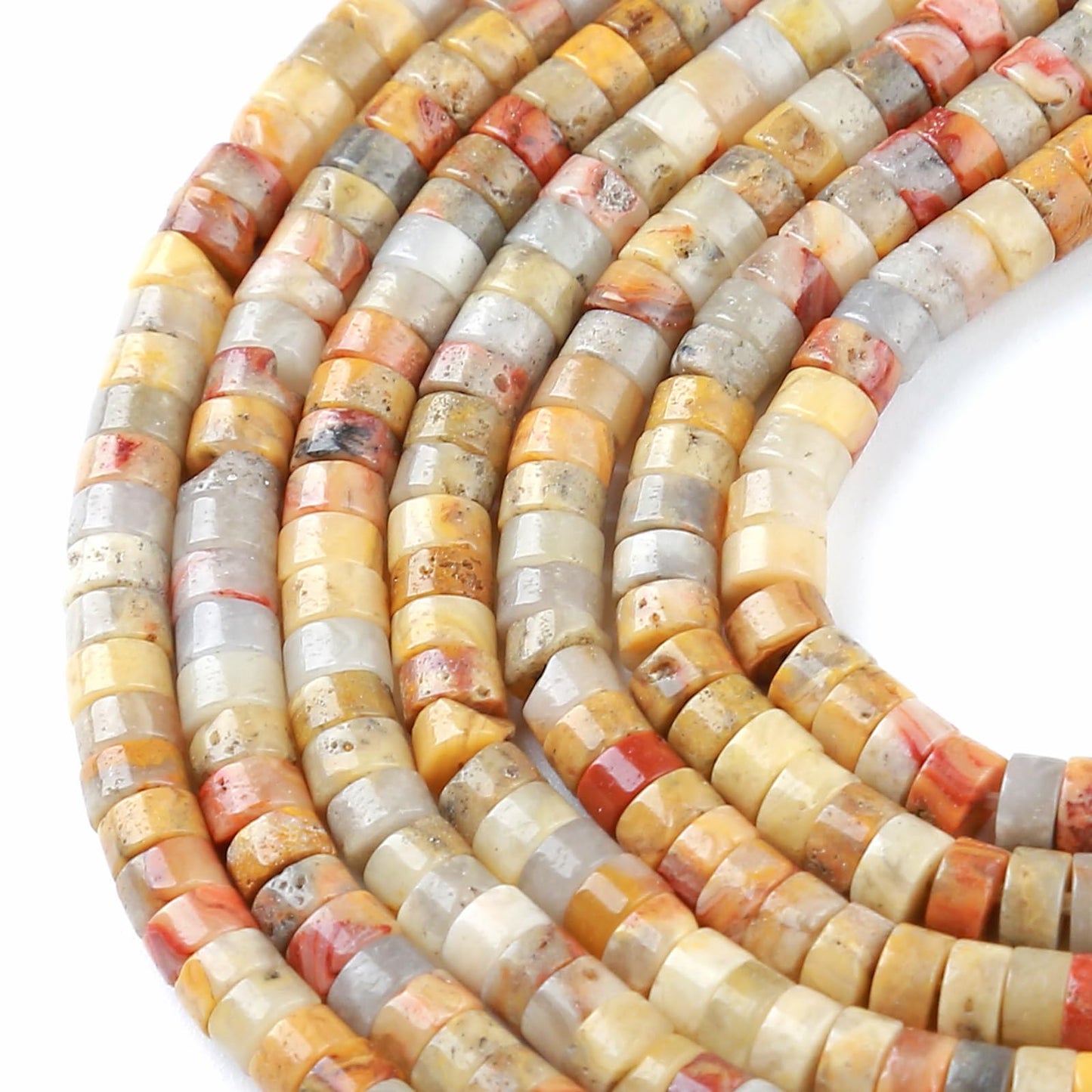 2x4MM 150PCS Crazy Lace Agate Tube Cylinder Rondelle Abacus Disk Spacer Loose Beads for Jewelry Making