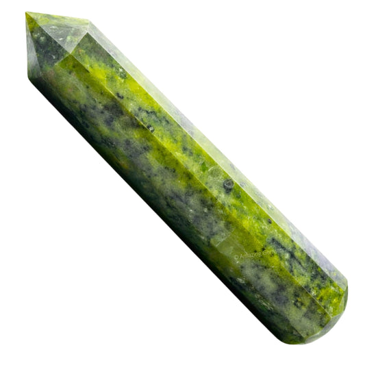 Amazing Gemstone Green Jade Crystal Wand Massage Stick - Pelvic Wand Gua Sha for Adults - Crystals and Healing Stones Massage Wands for Adults Gifts (Pointed)
