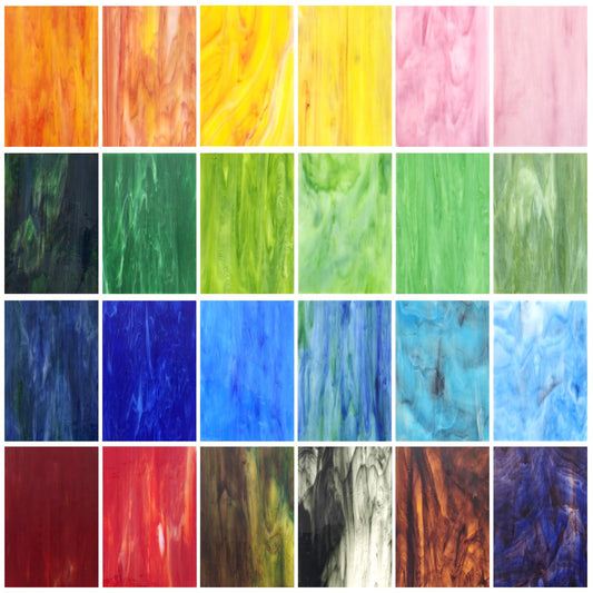 24 Pcs Stained Glass Sheets 4 x 6 Inch Rainbow Stained Glass Supplies for Craft Projects Variety Mosaic Art Mixed Color Iridescent DIY Home Decor(Colorful)