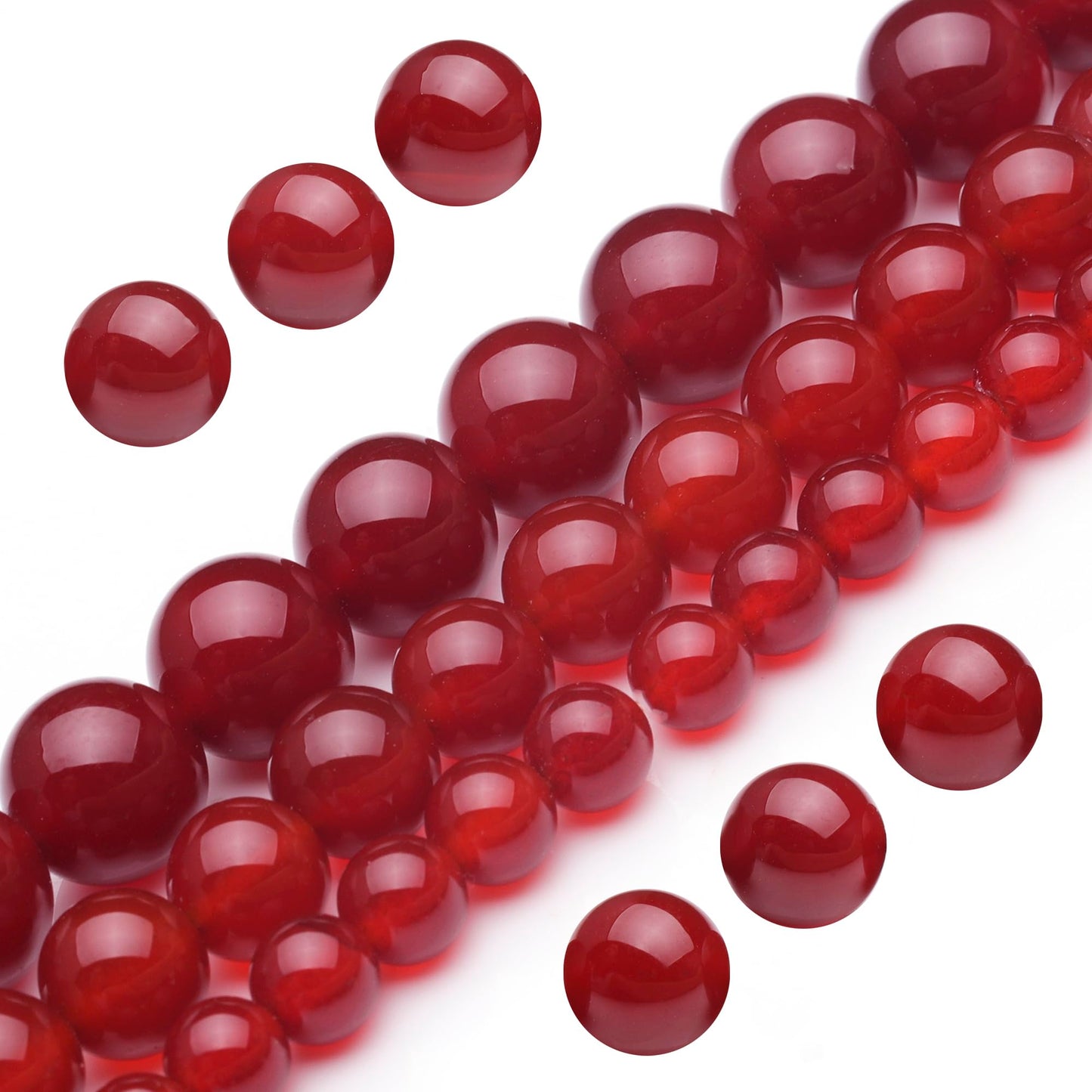 Youngbling Natural Gemstone Beads for Jewelry Making,6mm Carnelian Polished Round Smooth Stone Beads for Bracelet Necklace 15 Inch(Carnelian,6mm)