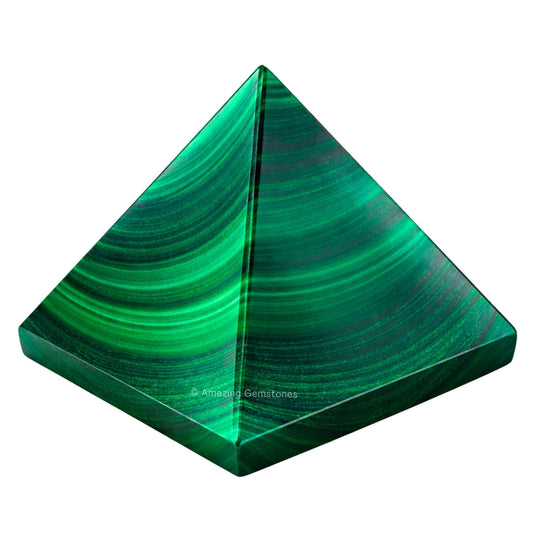 Amazing Gemstone Malachite Pyramid Crystal Healing Stones - 1.5" Great Pyramid Figurine of Natural Stone Pyramid for Meditation, Reiki, Chakra Balancing and Crystal Pyramids Grid