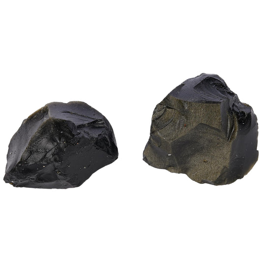 ANAYA AGATE Sheen Obsidian 2 Pcs Raw Crystals Rough Gemstones w/Authenticity Card, Velvet Pouch - Large 1.25–2.0" Raw Stones for Tumbling, Cabbing, Polishing, Cutting Natural Healing Crystals for Home Decor, DIY Stones
