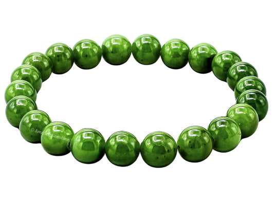 Amazing Gemstone Nephrite Green Jade Crystal Bracelet for Women Men's Gifts - Protection Healing Crystal Bracelet - 8mm Gemstone Beaded Stretchable Bracelet Pulseras Para Hombres Mujer Stocking Stuffers Mothers Day Gift