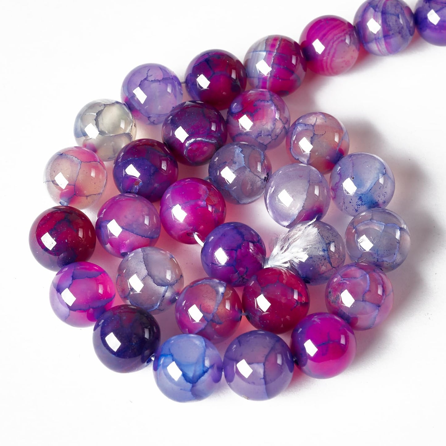 100pcs 10mm Purple Dragon Vein Agate Beads Natural Gemstone Beads Round Loose Beads for Jewelry Making