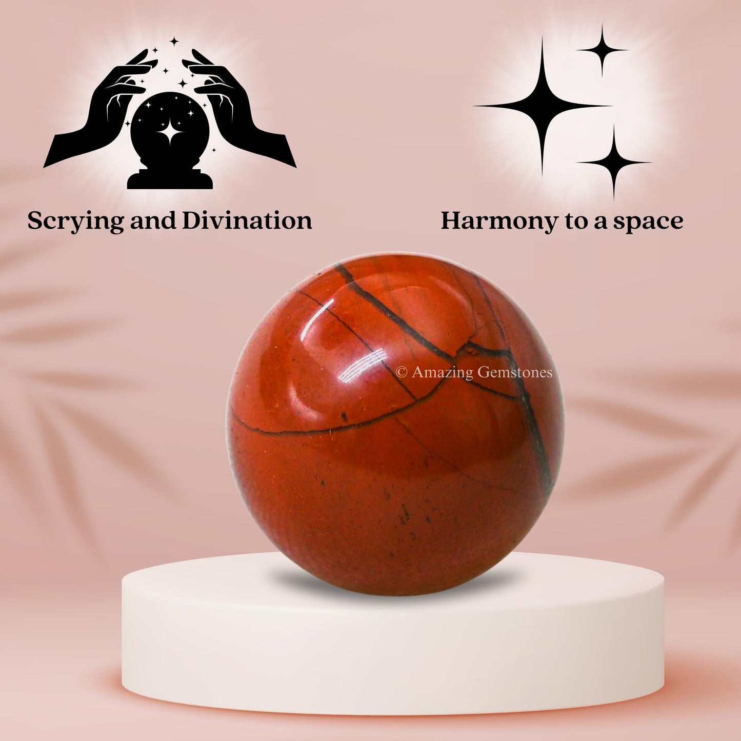 Amazing Gemstone Red Jasper Crystal Ball - 1 Inches Crystal Sphere Meditation Balls for Witchcraft and Decorative Balls - Crystals and Healing Stones Beginners Gift (Pack of 1)