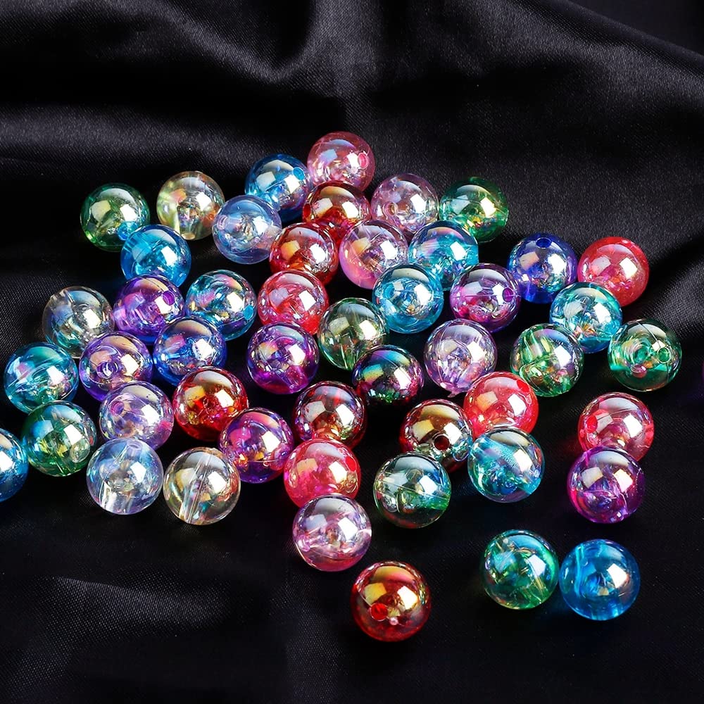 300 Pcs 8mm Acrylic Round Beads AB Colors Round Spacer Beads for Earring Bracelet Necklace Key Chains Jewelry DIY Craft Making(Pink AB)