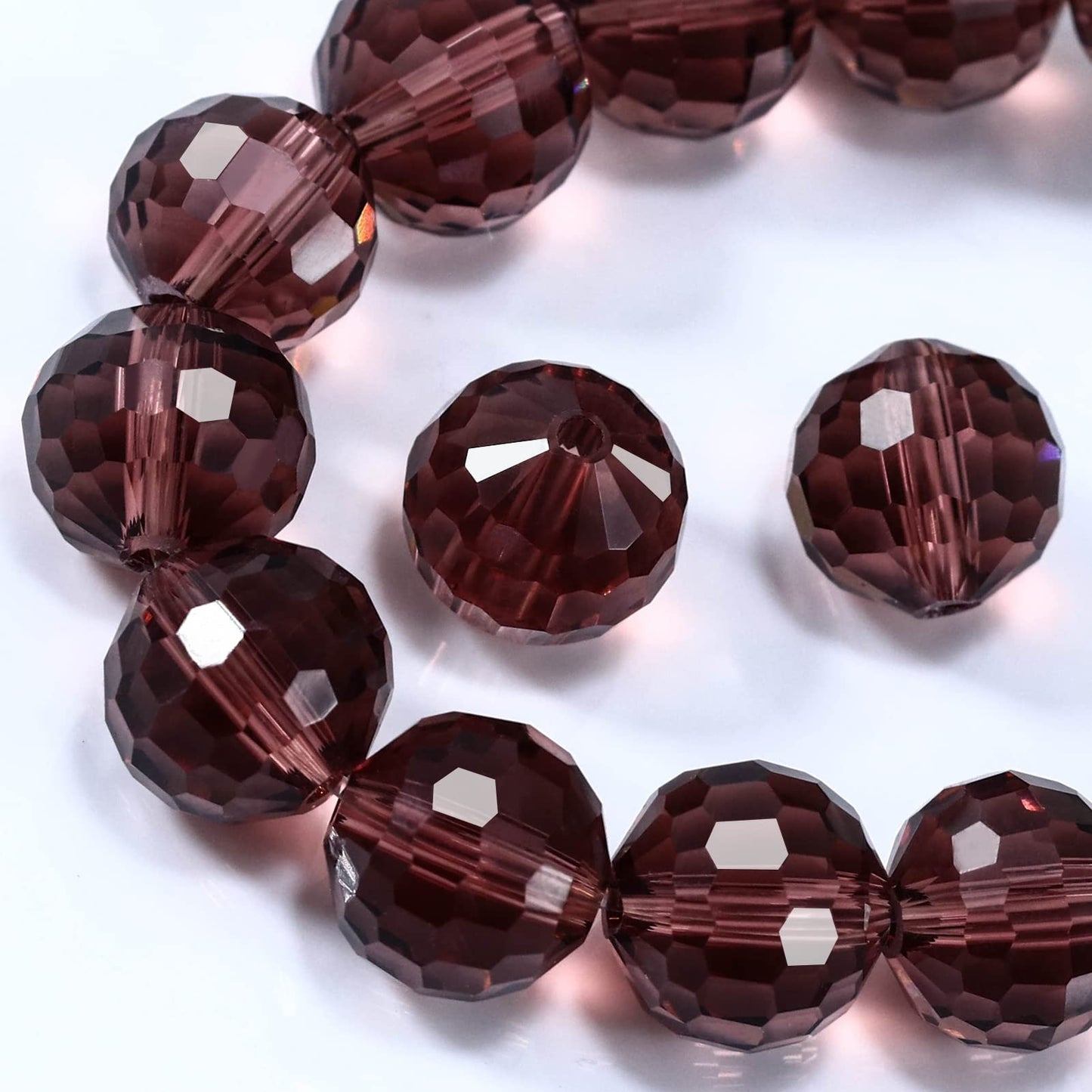 Dowarm 150PCS 6MM Round Crystal Glass Beads for Jewelry Making, Purple Faceted Crystal Beads for Crafts Bracelet Wind Chimes Suncatcher, #5003 Crystal Rondelle Spacer Beads, Loose Gemstones