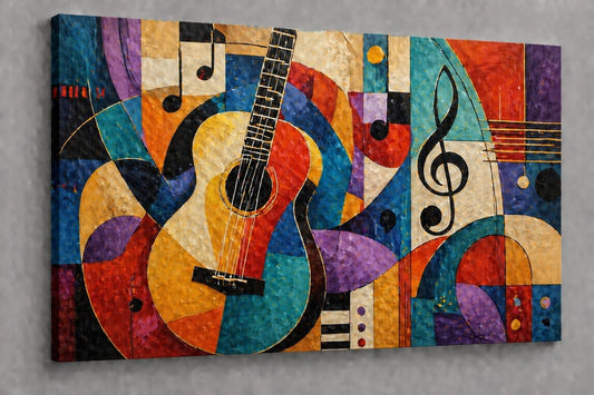 ICE ARMOR Large Abstract Music Guitar Canvas Wall Art 24x36 Inch Modern Musical Painting Artistic Instrument Artwork for Living Room Bedroom Studio Decor - Ready to hang