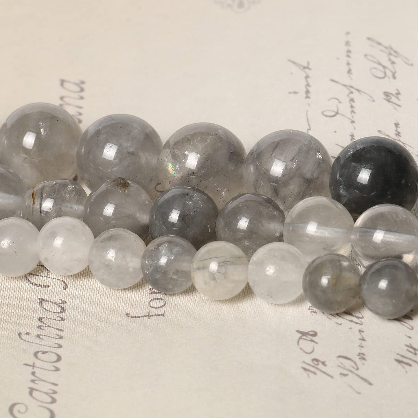 45pcs 8mm Natural Stone Beads Greystone Crystal Beads Energy Crystal Power Gemstone for Jewelry Making, DIY Bracelet Necklace
