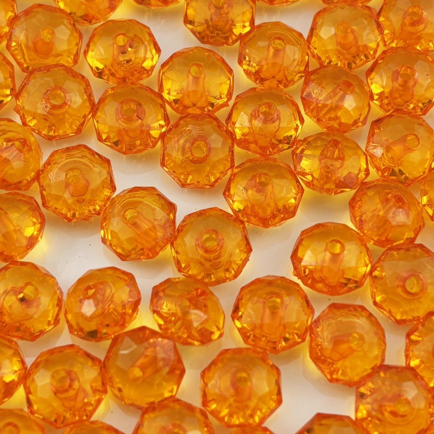 YHYPOCI 400pcs 8mm Acrylic Crystal Beads, Faceted Rondelle Acrylic Spacer Beads for Wind Chimes Bracelet Necklace Earring Keychain Jewelry Making DIY Crafts(Orange)