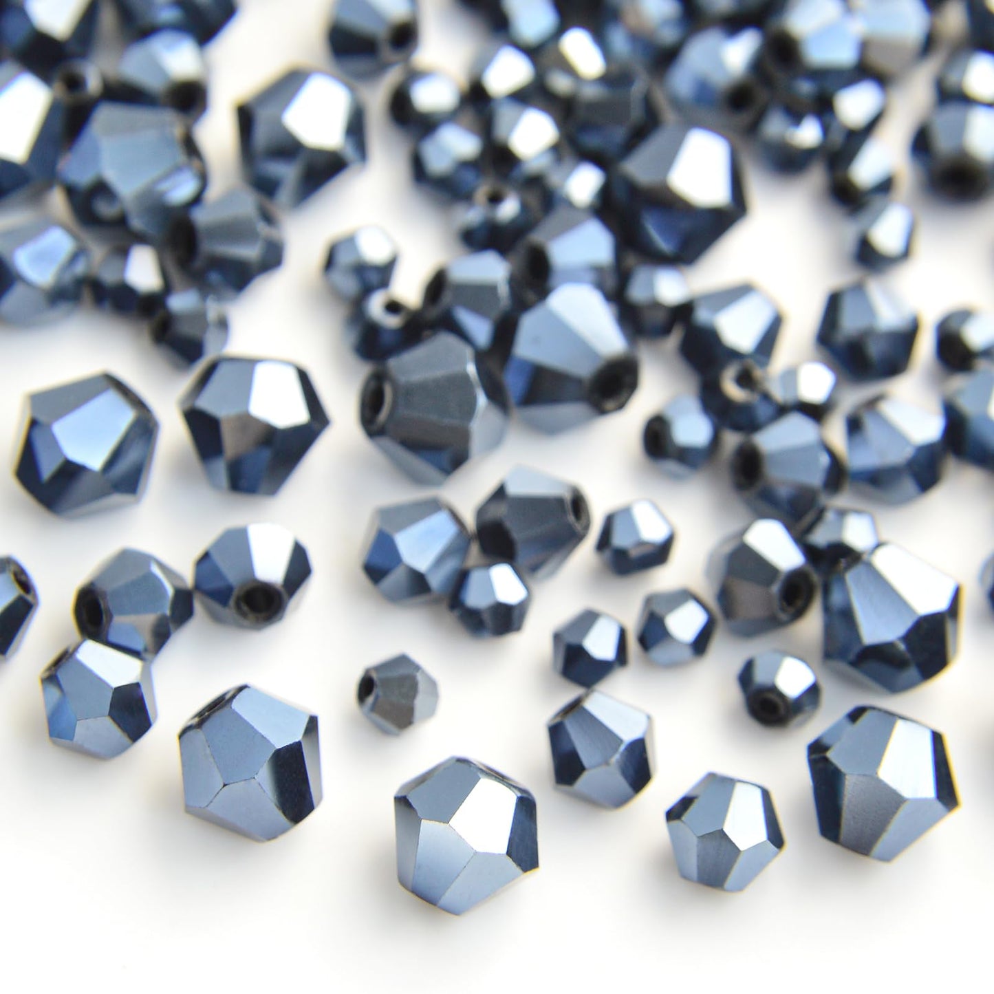 1550PCS Bicone Crystal Glass Beads Set for Jewelry Making, 3mm 4mm 6mm 8mm Sparkling Faceted Beads Sorted by Size for Bracelets, Necklaces, Suncatchers & DIY Crafts(Navy Blue)