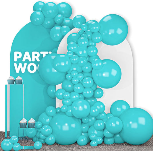 PartyWoo Teal Balloon Arch Kit - 100-Piece Set with 18, 12, 10, & 5-Inch Balloons for Baby Showers, Gender Reveals, & Birthday Parties