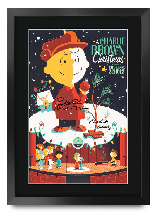 HWC Trading A Charlie Brown Christmas (1965) Gifts Printed Poster Signed Autograph Picture for Movie Memorabilia Fans - 16" x 12" Framed