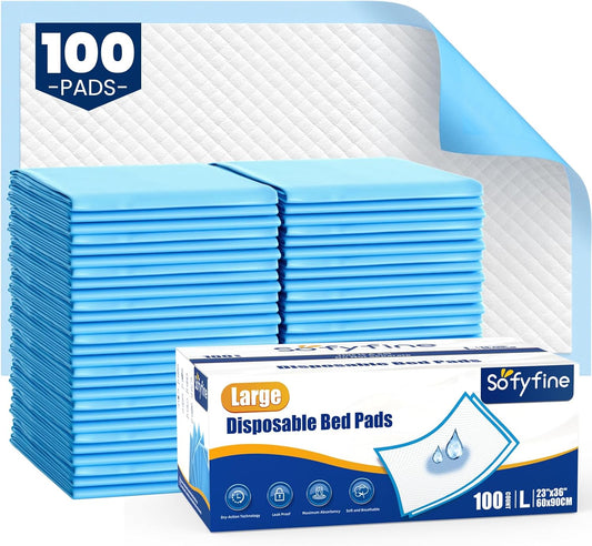 Regine Switzerland Disposable Bed Pads - 100 Count Waterproof Incontinence Underpads | 23"x36" Absorbent & Leakproof