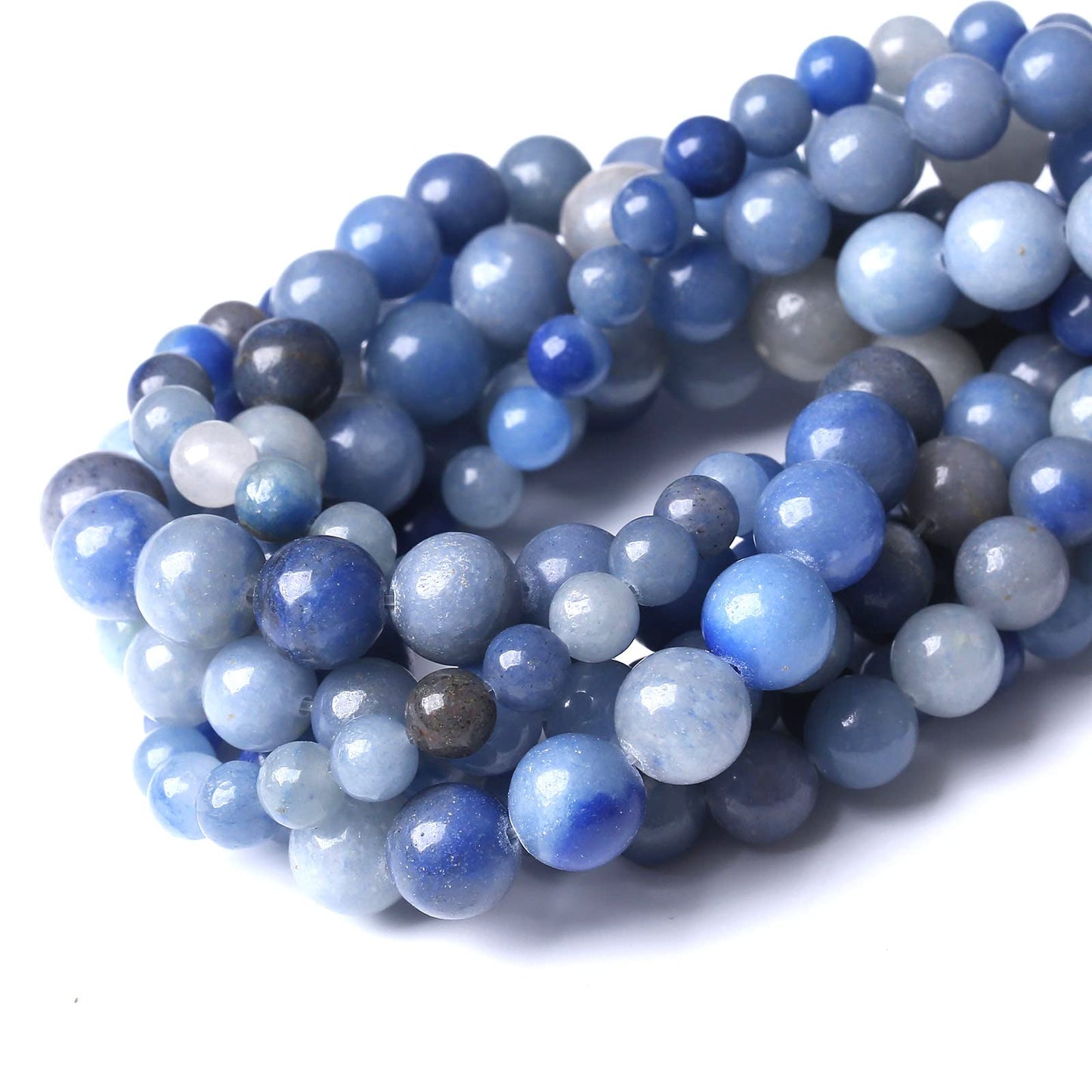 36PCS 10MM Natural Blue Aventurine Beads Round Loose Stone Beads for Jewelry Making DIY Energy Stone Healing Power Bracelet 15"
