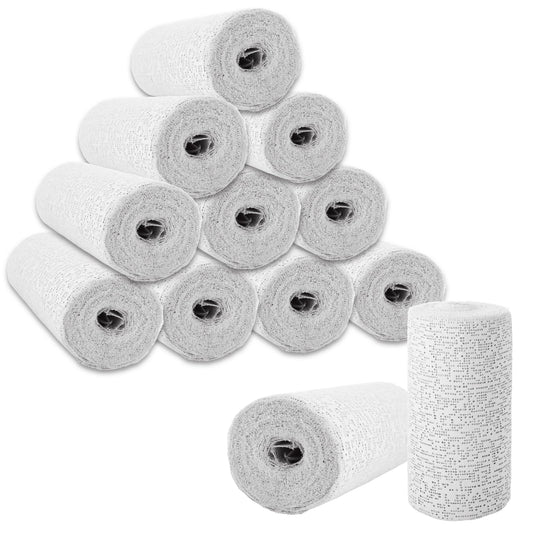 LOYORTY 12 Rolls Plaster Cloth Rolls 4”x 180”Plaster Gauze Bandages Plaster of Paris Strips for Craft Projects, Mask Making, Belly Casts, Body Molds - 4In x 15Ft/ 5Yd