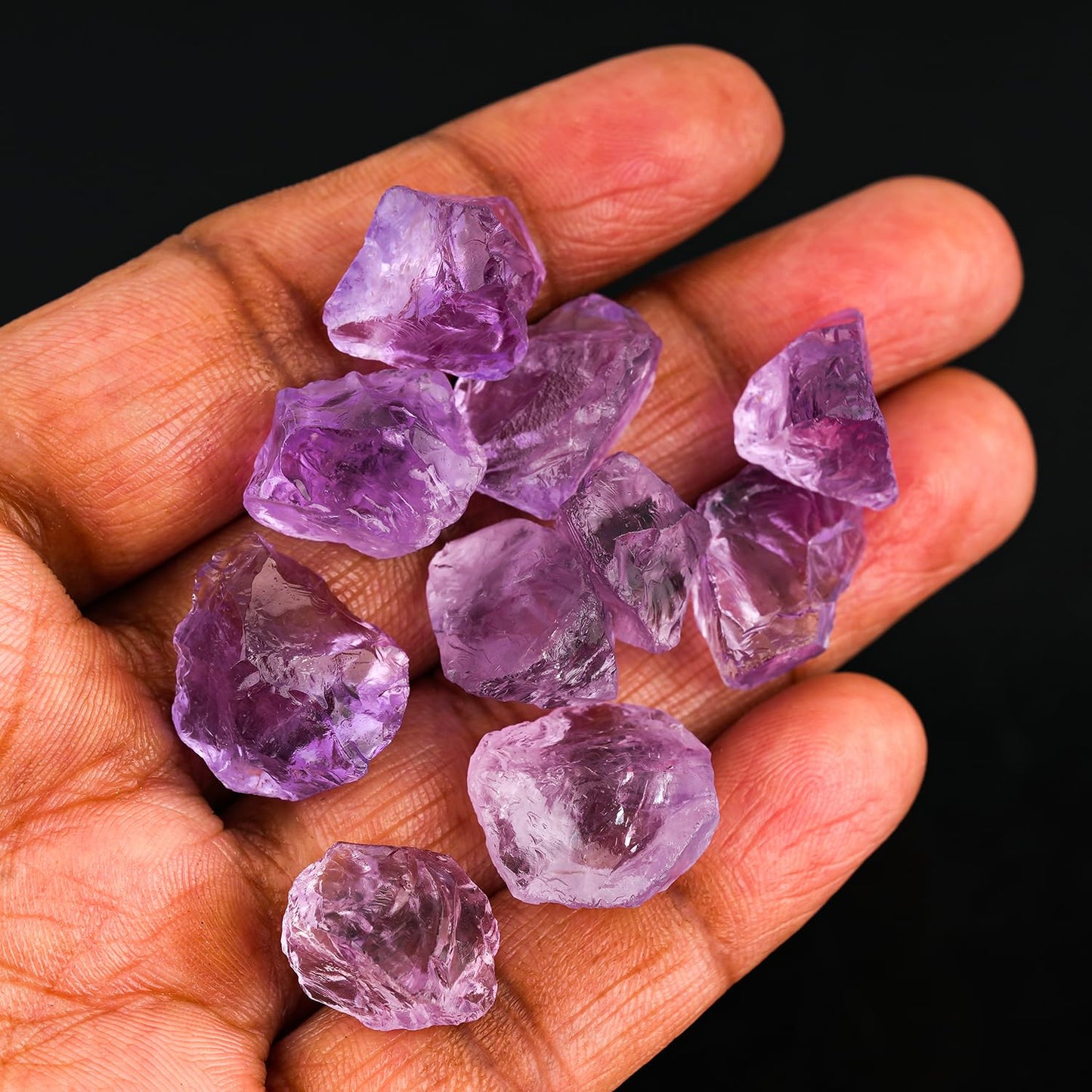 ColouredRocks 100 carats Pink Amethyst Crystals, Raw Stones, Rough Gemstones, Jewelry Making Supply, Cabbing, Polishing, Cutting, DIY, Crafts (8+pcs) (12-16mm)