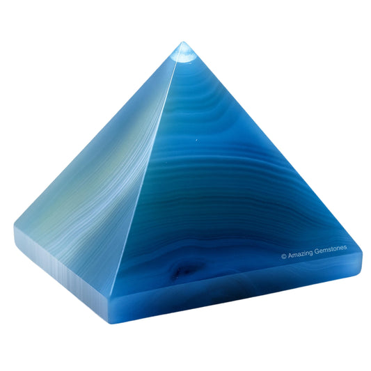 Amazing Gemstone Blue Onyx Pyramid Crystal Healing Stones - 2" Great Pyramid Figurine of Natural Stone Pyramid for Meditation, Reiki, Chakra Balancing and Crystal Pyramids Grid