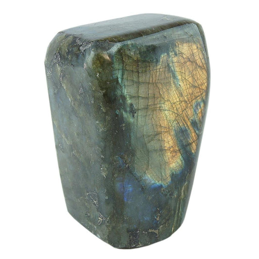 JIC Gem Class 1 Labradorite Palm Stone Crystal, Polished Healing Pocket Worry Stone for Anxiety Stress Relief 1-1.3lb