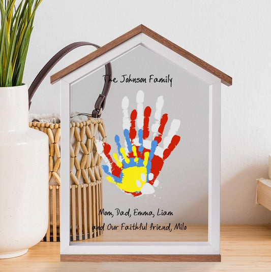 CHERRY CHEERS Exclusive House Shaped Family Handprint Kit; Unique DIY Keepsake, Complete Set, Meaningful Gift for Home Decor, Family Craft & Memory Making