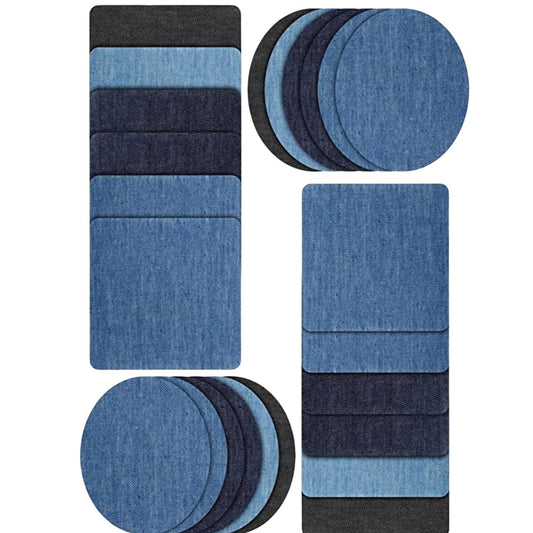 Amcupider Denim Iron On Patches for Jeans Inside Repair Heavy Duty Invisible Fabric Patch for Clothing Jackets Bags Jean Patches (12 pcs Oval and 12 pcs Rectangle)
