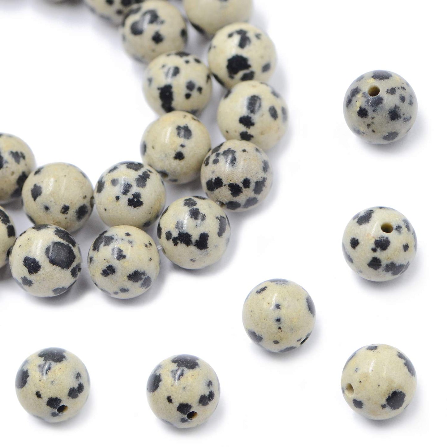 AD Beads Natural Gemstone Round Loose Beads 15" for Bracelet Necklace Earrings Jwelery Making Crafts DIY (6mm, Dalmation)