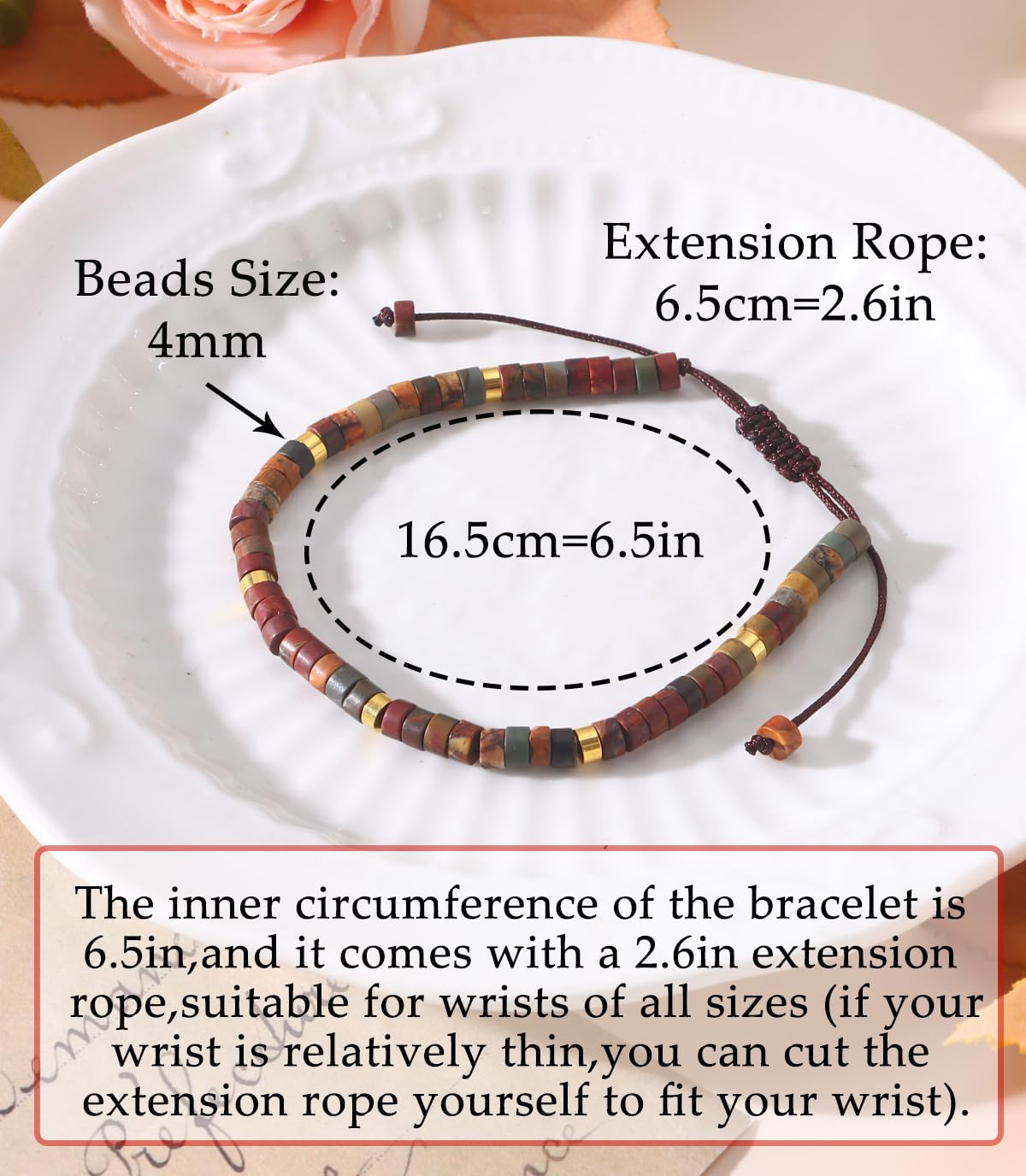 CASDAN Natural Crystal Healing Beaded Bracelet for Women Natural Stone Adjustable Braided Rope Bracelets Spiritual Inspirational Gifts Bracelets