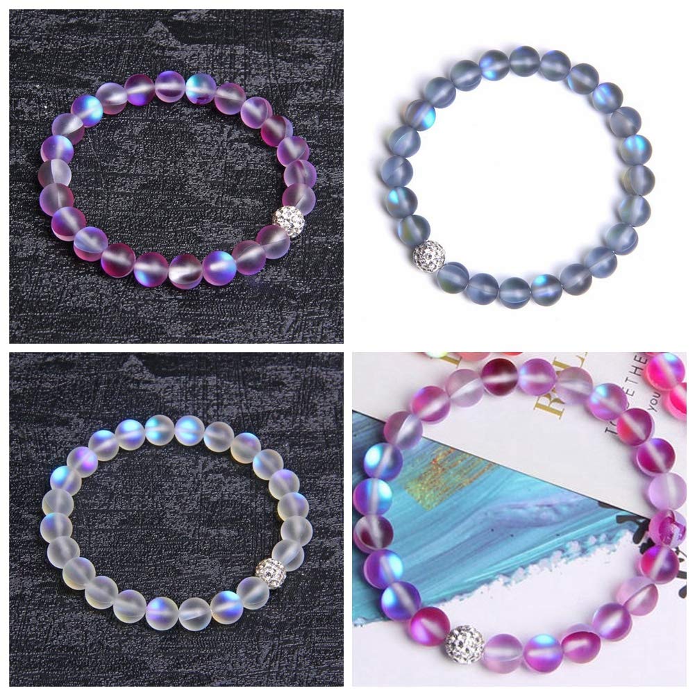 Matte Aurora Crystal Glass Beads 100pcs 10mm Flash Glitter Shining Mermaid Round Loose Aura Bead Frosted Moonstone for Jewelry Making