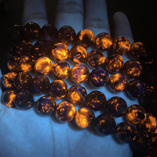 10MM 72pcs Natural Flame Yooperlite Stone Energy Beads Round Loose Beads for Jewelry Making DIY Bracelet Necklace 2 Strands 32"