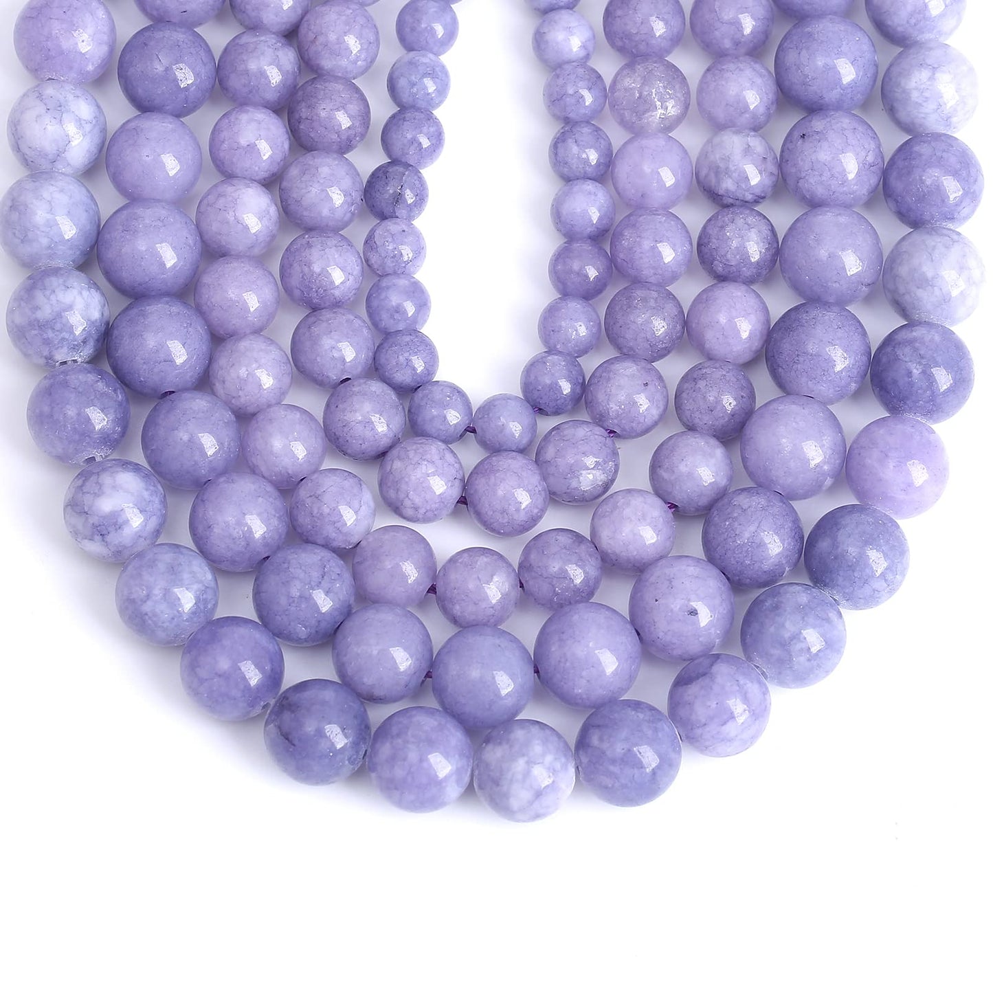 Lavender Purple Chalcedony Natural Stone Beads Gems Round Loose Beads Jewelry Making DIY Bracelet Necklace Accessory 1 Strand 36PCS 10MM 15"