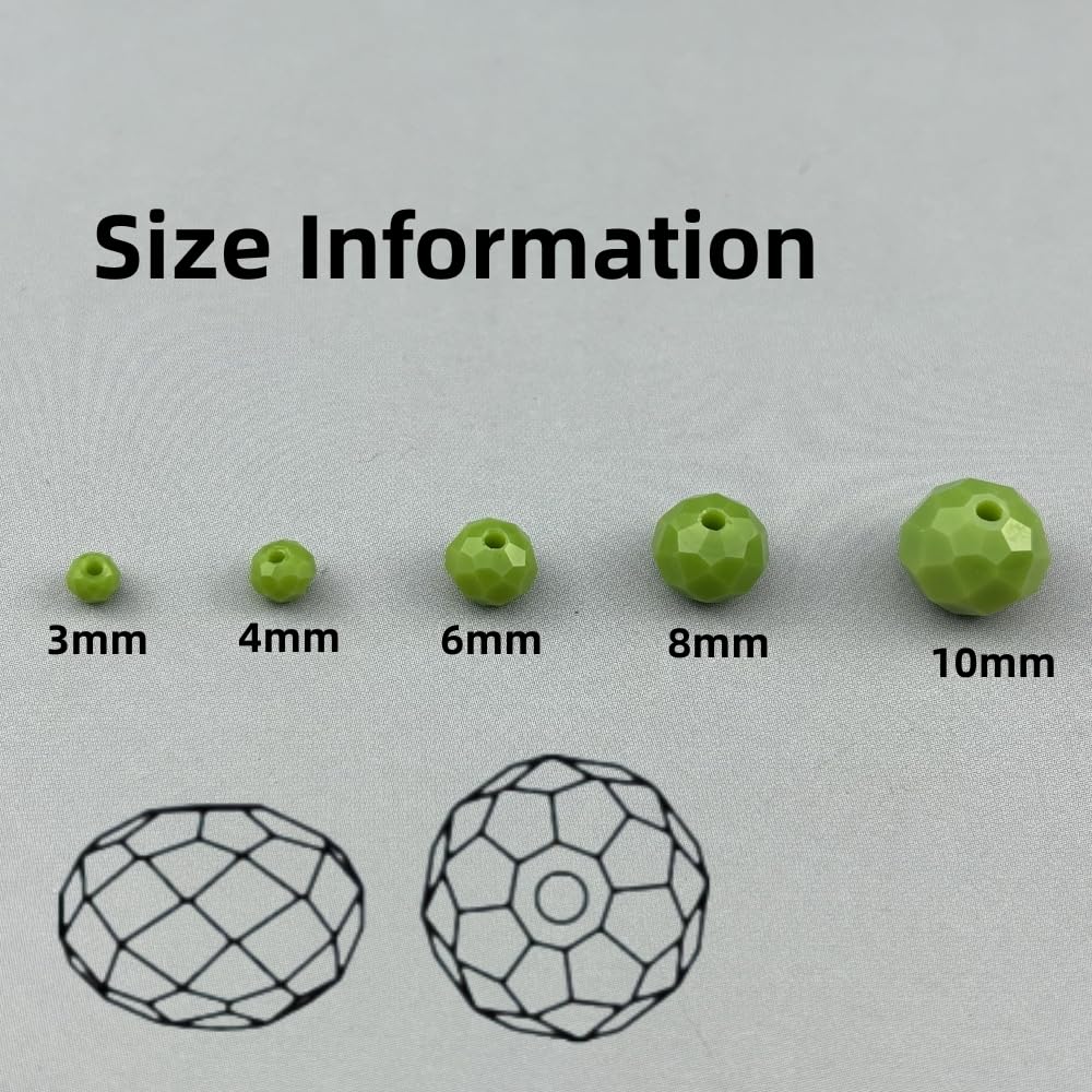 Pinhoollgo 400pcs 4mm Crystal Glass Beads Faceted Rondelle Glass Spacer Beads for Bracelets Necklace Pendants Earrings Key Chains Jewelry Making(Olive Green Porcelain)