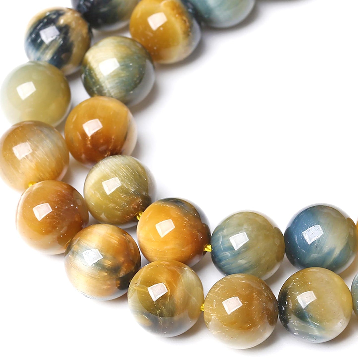 8MM Dream Blue Tiger Eye Stone Beads Natural Gemstone Round Loose Beads for Jewelry Making Bracelet Necklace 90pcs 2 Strands 32"