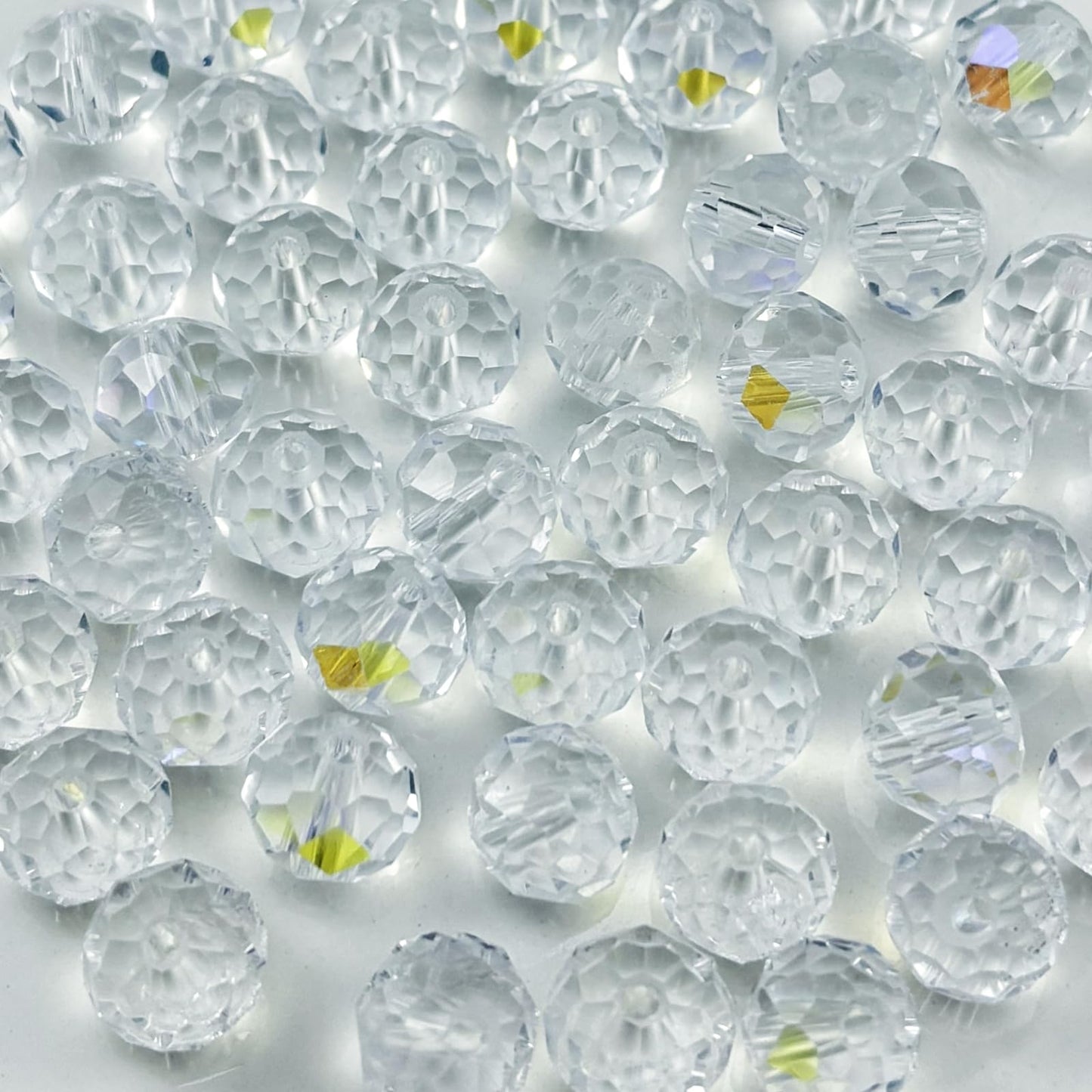 YHYPOCI 200pcs 6mm Crystal Glass Beads for Crafts Faceted Rondelle Glass Beads for Jewelry Making Crystal Spacer Beads for Necklaces Bracelets Earrings DIY Craft(Crystal AB)