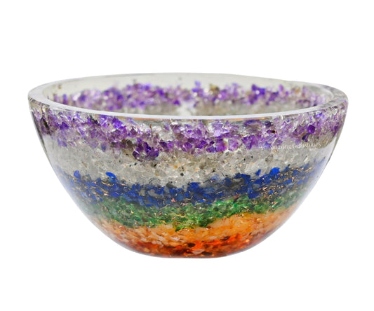 Amazing Gemstone Chakra Orgonite Orgone Crystal Gemstone Bowl - 3" Orgonite Chakra Crystal Bowl for Meditation, Crystals and Healing Stones Gift and Protection