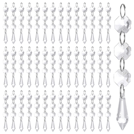 100 Pcs Acrylic Hanging Crystals for Centerpieces Icicle Chandelier Garland Beads Strands Ornaments Clear Teardrop Chandelier Crystals Pendant for Wedding Home Garden Outdoor Christmas Tree Decor