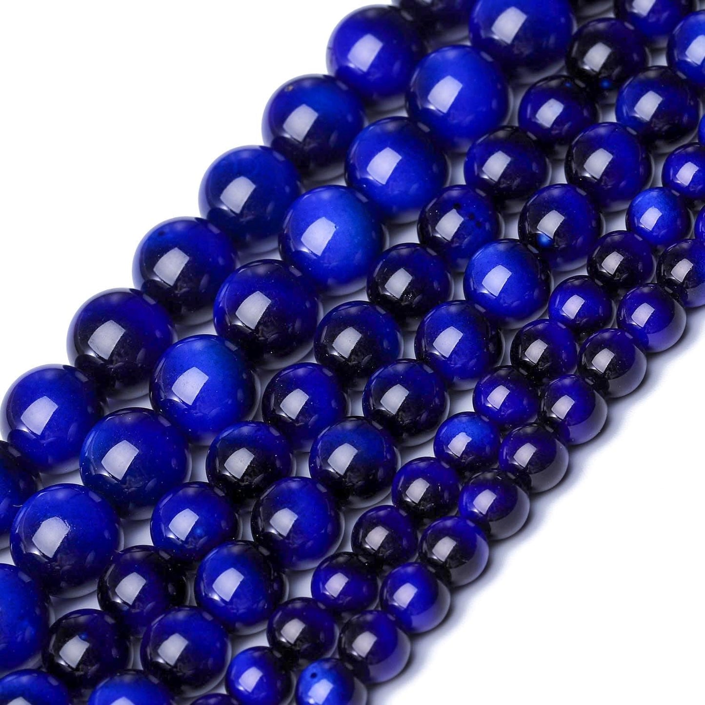Song Xi 60PCS 6mm Royal Blue Tiger Eye Gemstone Beads for Jewelry Making, Round Smooth Glass Beads for DIY Bracelet Necklace Earring Keychain, Arts and Crafts, for Christmas Wedding Birthday
