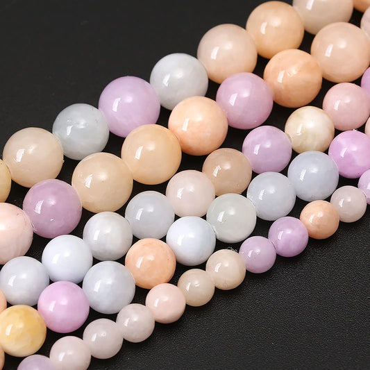 10mm 36pcs Morganite Colorful Jades Stone Beads for Jewelry Making DIY Bracelet Necklace Accessories AAA 15" Energy Healing Power Stone Beads (Colorful Jades, 10mm)